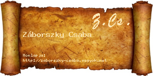 Záborszky Csaba névjegykártya